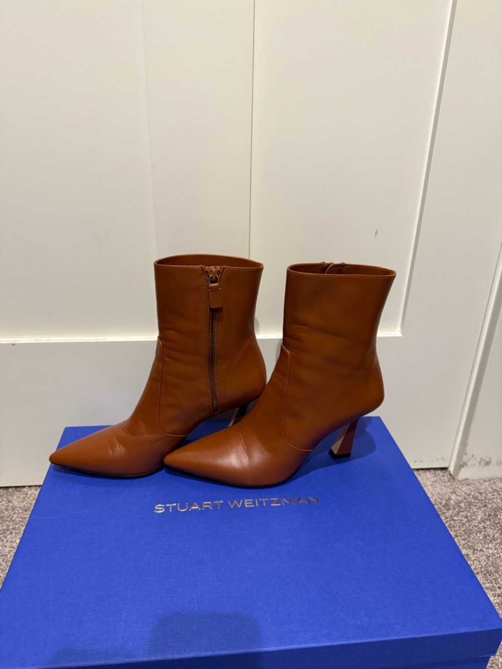 Stuart Weitzman Vinnie Zip Bootie 85 Luxe Saddle size 7.5 - Picture 12 of 13